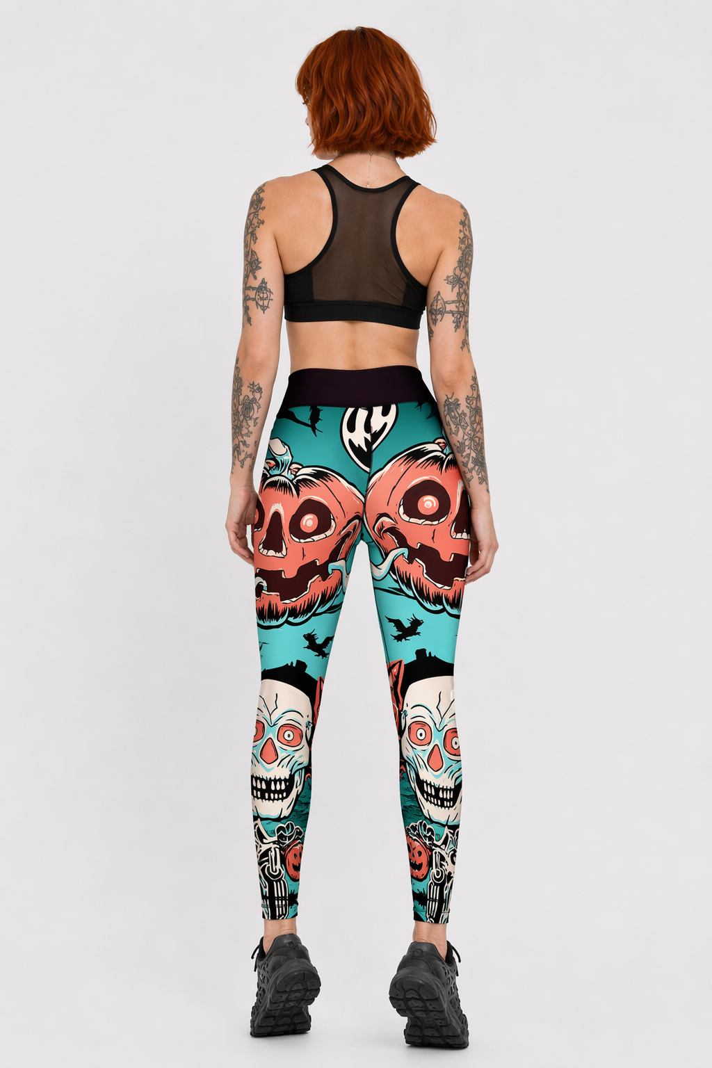 Screaming Pumpkin Printed Leggings for Halloween Enthusiasts XS
