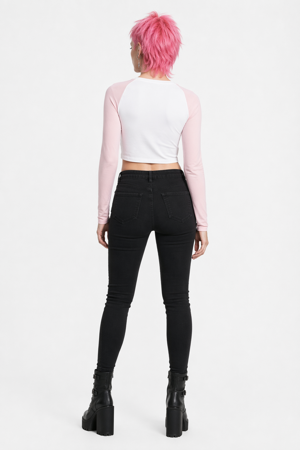 Pink Kitten Long Sleeve Crop Top for Angelcore and Fairycore Styles S