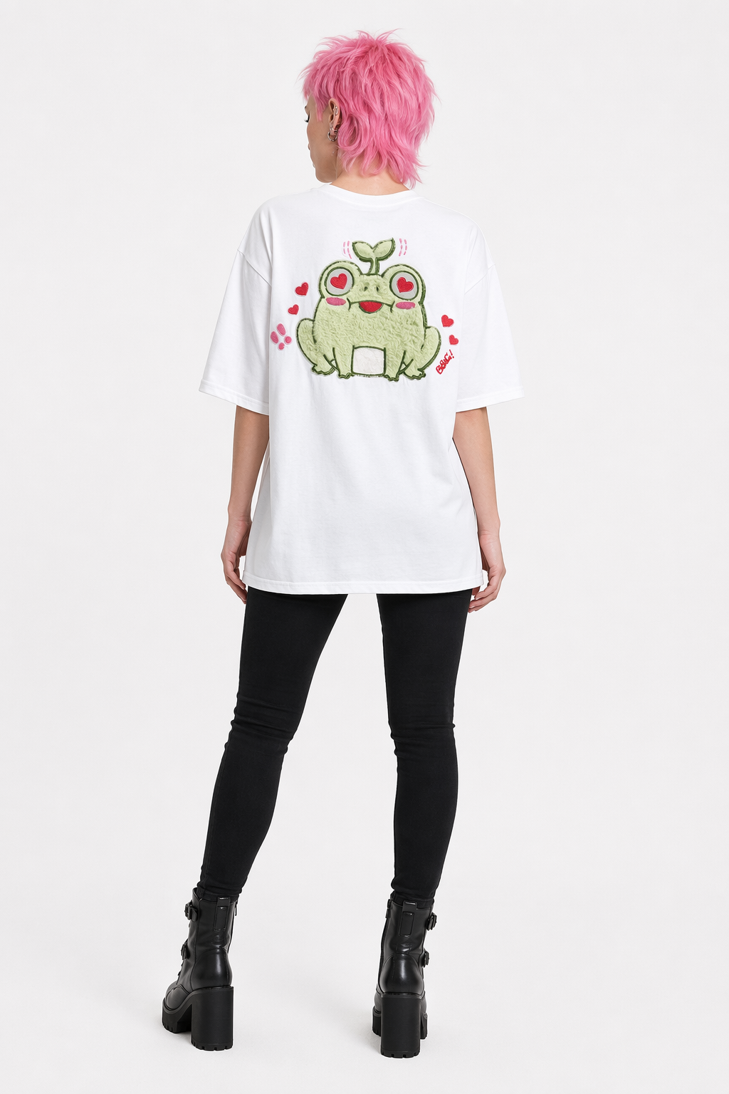 Froggy Love Fluffy Tee for Ultimate Kawaii Cuteness and Comfort White