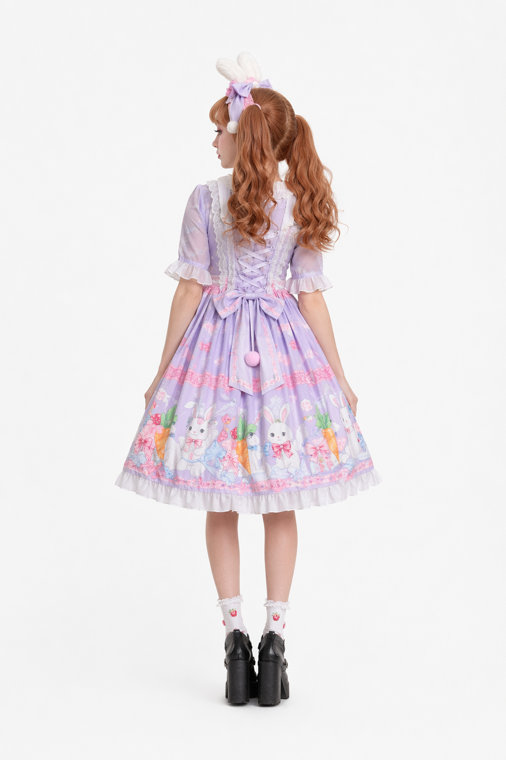 Red Bunny Parade Traditional JSK Lolita Dress for Girly Girls Purple
