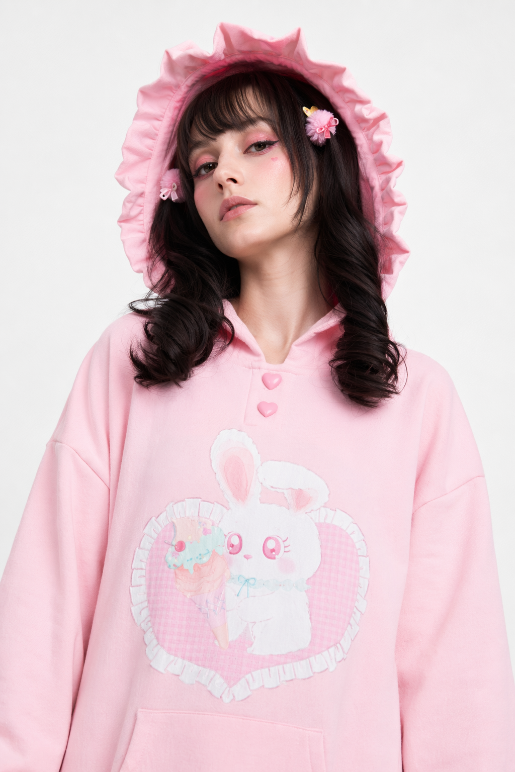 Kawaii Baby Bun Hoodie with Ice Cream Design for Little Ones M
