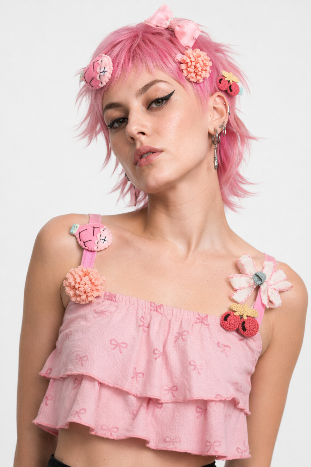 Adorable Felt and Bedazzle Hair Barrettes for Everyday Style Pink