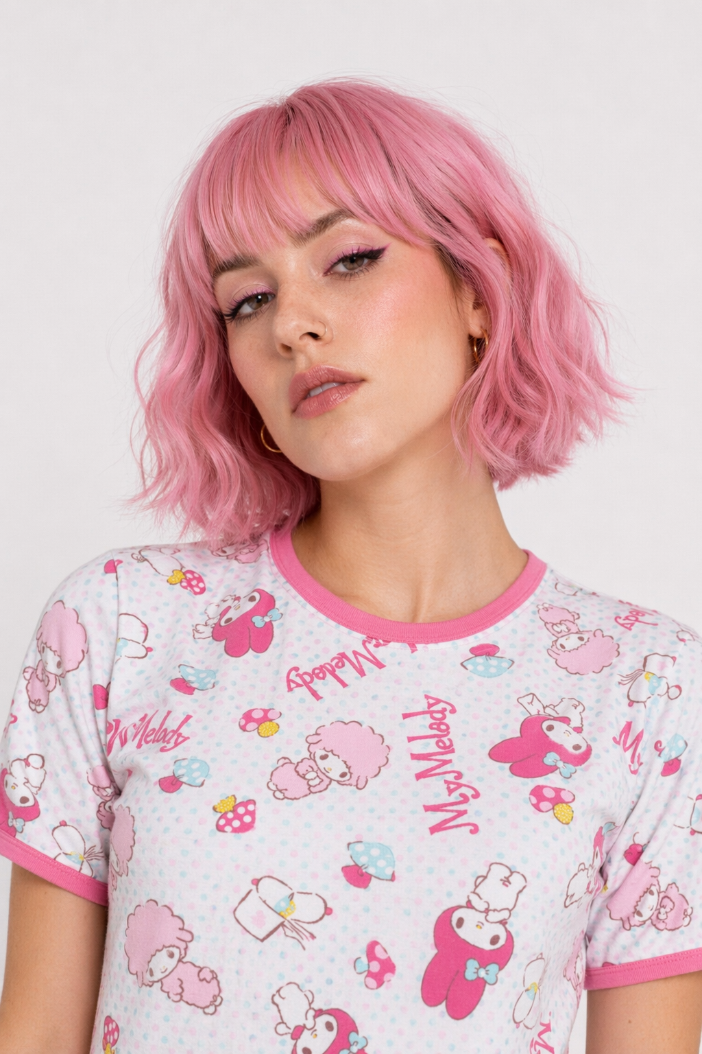 Pink My Melody Bunny Adult Onesie with Snap Crotch for Cozy Lounging XL