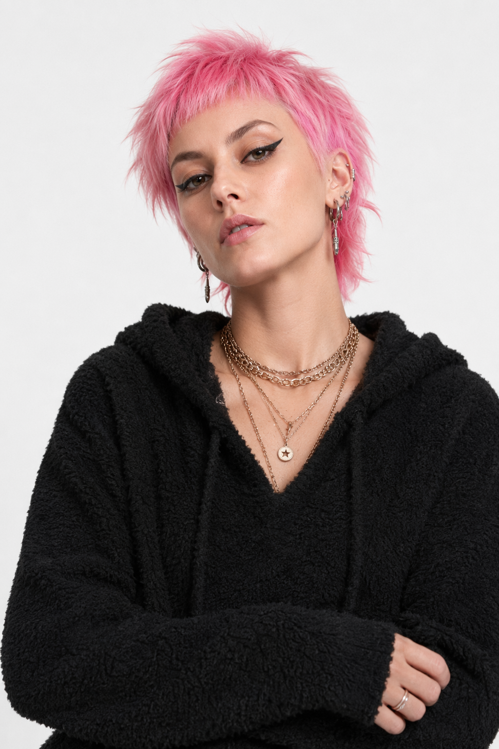 Ultra-Soft Furry Hoodie for Cozy Comfort black