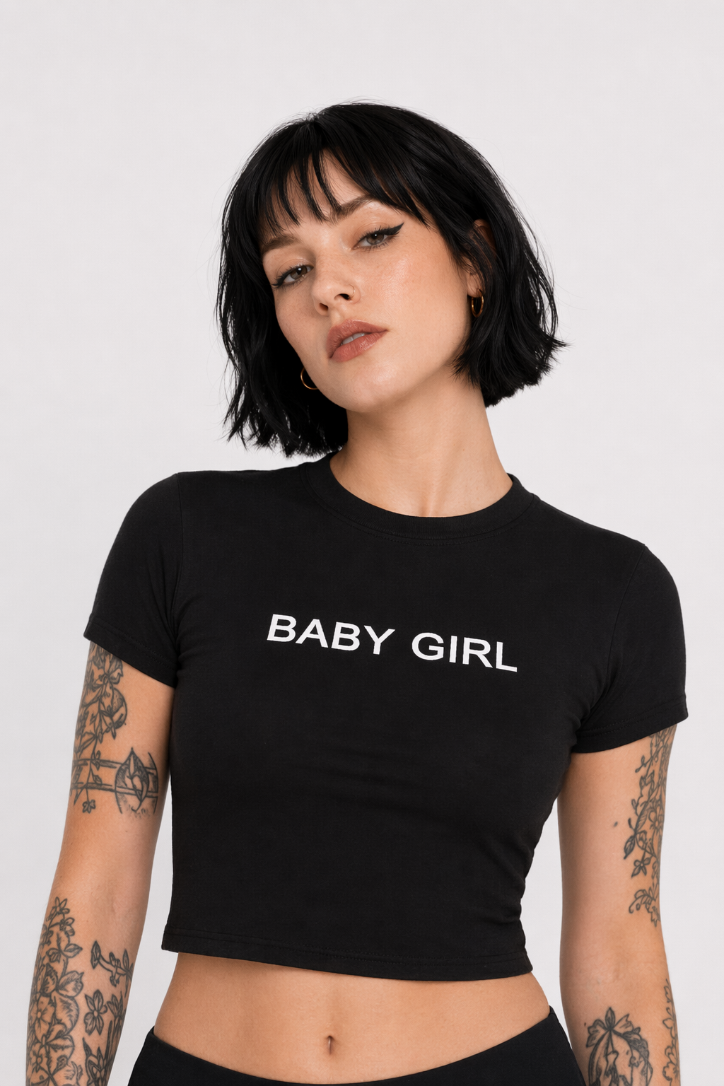 Adorable Baby Girl T-Shirt Crop Top for Summer Fun Black