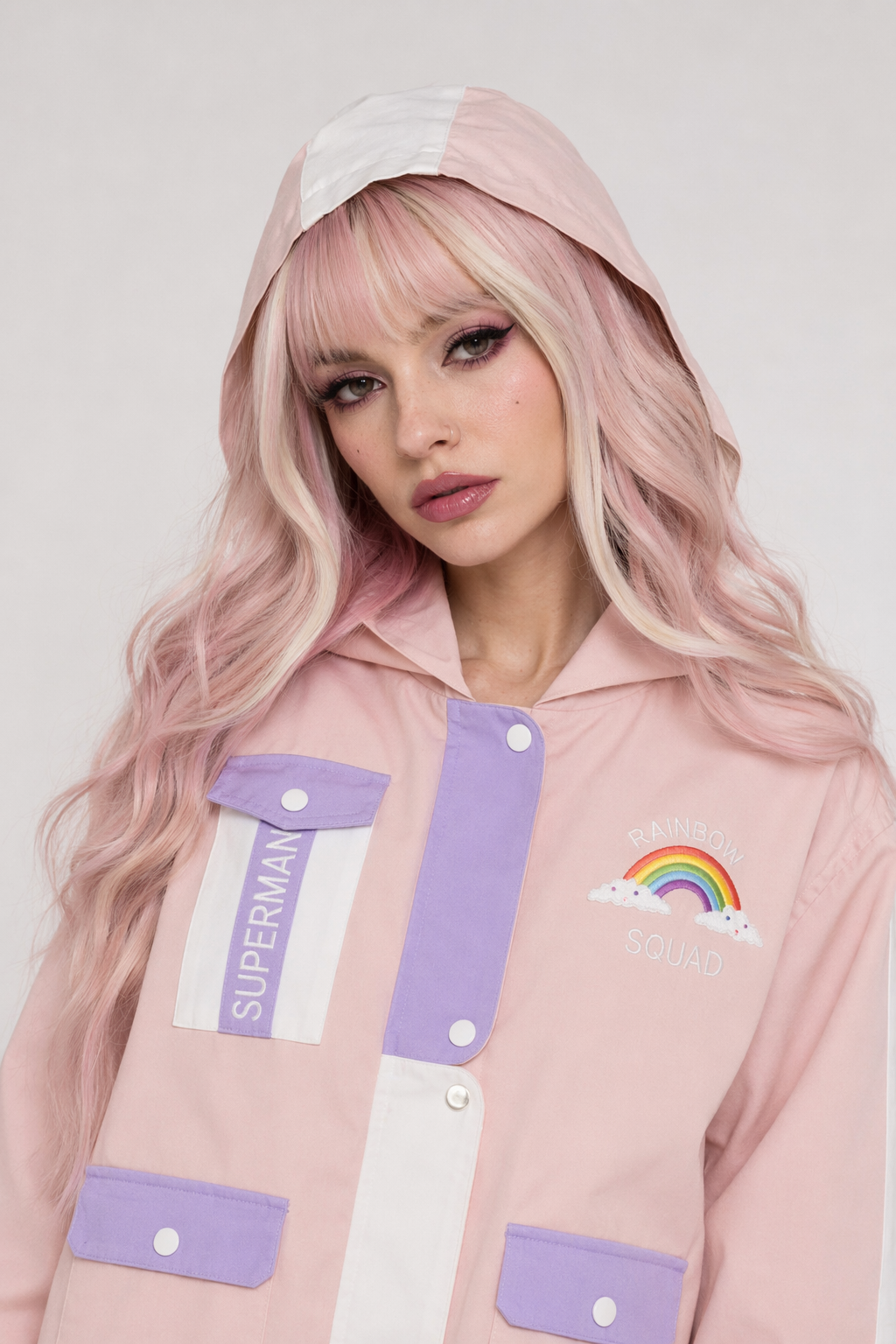 Pastel Windbreaker Coat in Candy Colors for Fairy-Kei Fashion Pink