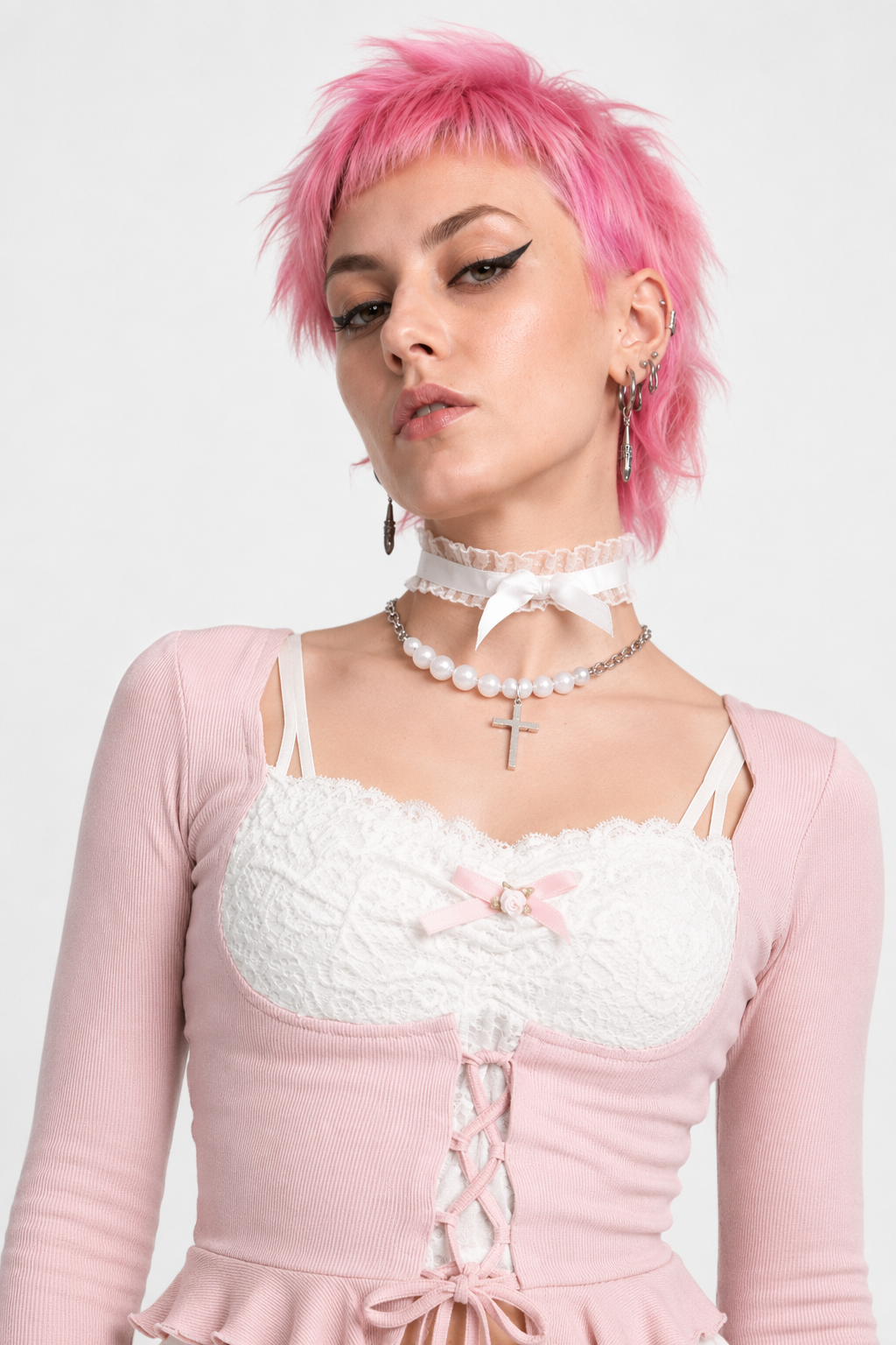 Lace Knit Princess Sweater for Cozy Angelcore and Fairycore Styles L