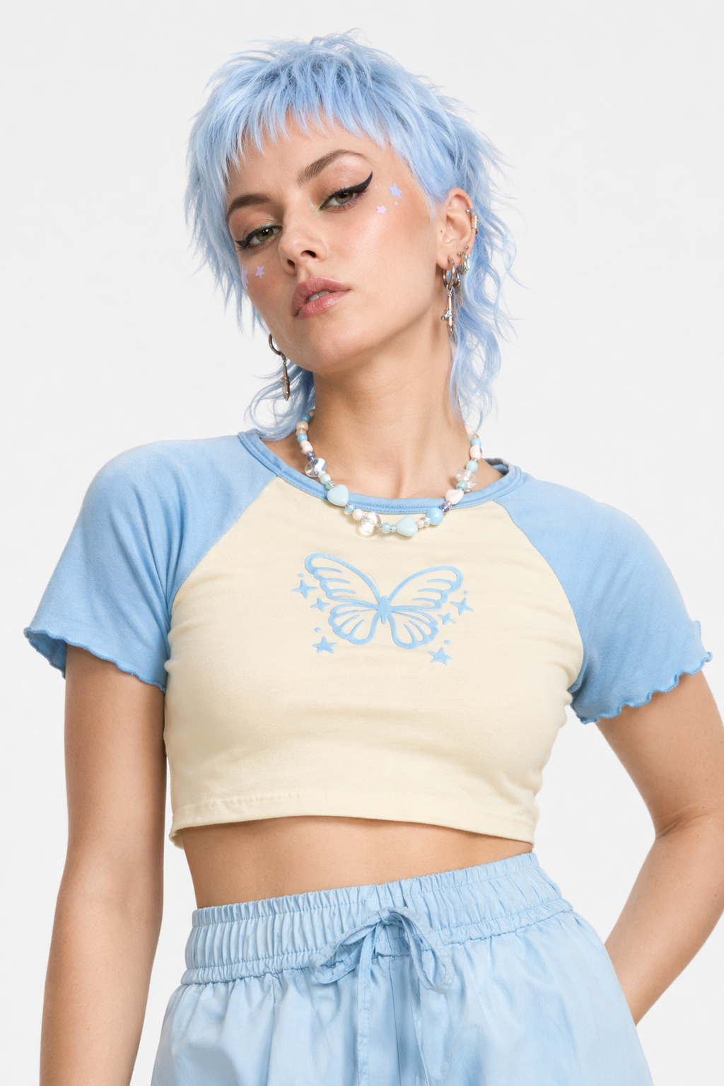 Baby Blue Kawaii Cargo Pants for a Y2K Nostalgic Look S