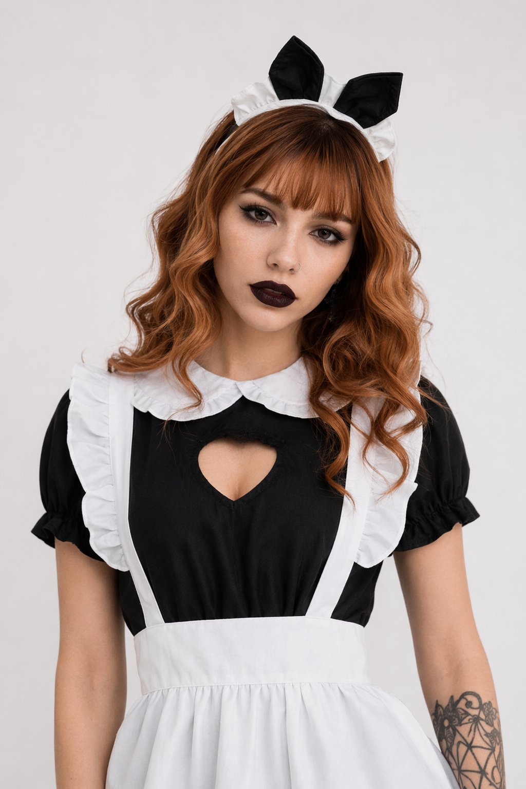 Kawaii Maid Cosplay Dress with Size Chart and Adorable Neko Twist M
