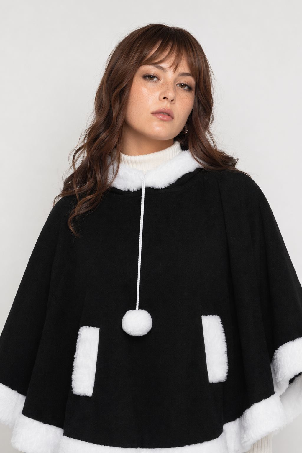 Cozy Kawaii Poncho in Assorted Colors for Daily Snuggles Black