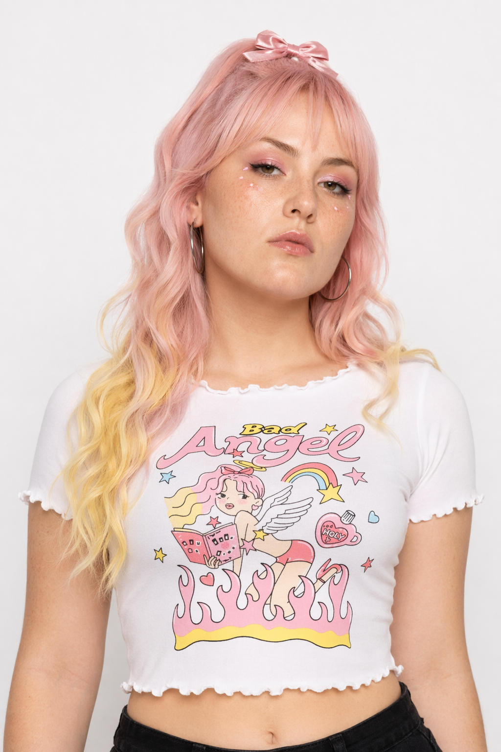Naughty Angel-Inspired Girly Crop Top S