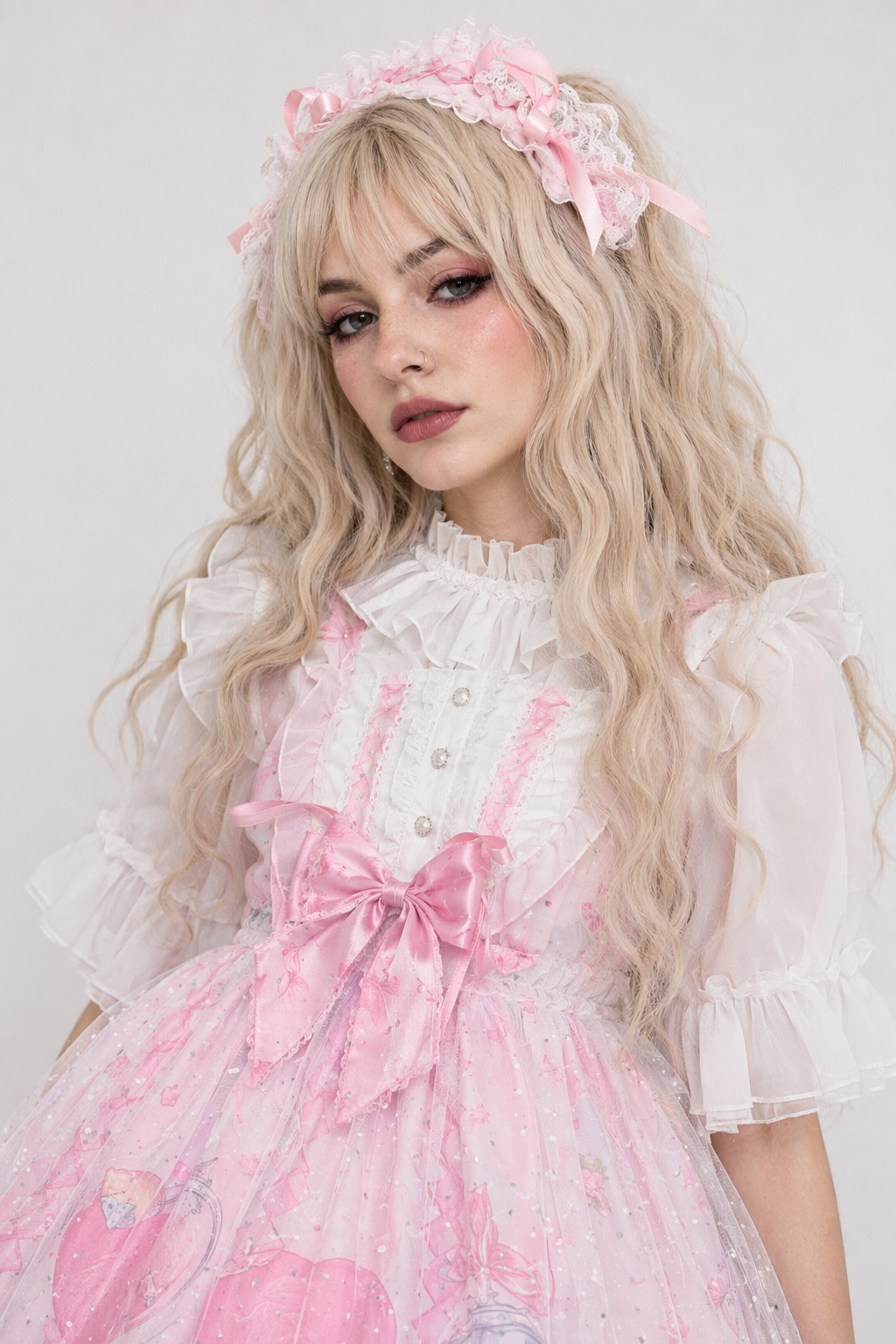 Sweet Heart-Shaped Family Tree Pastel Lolita Dress for Princesses Pink Dress