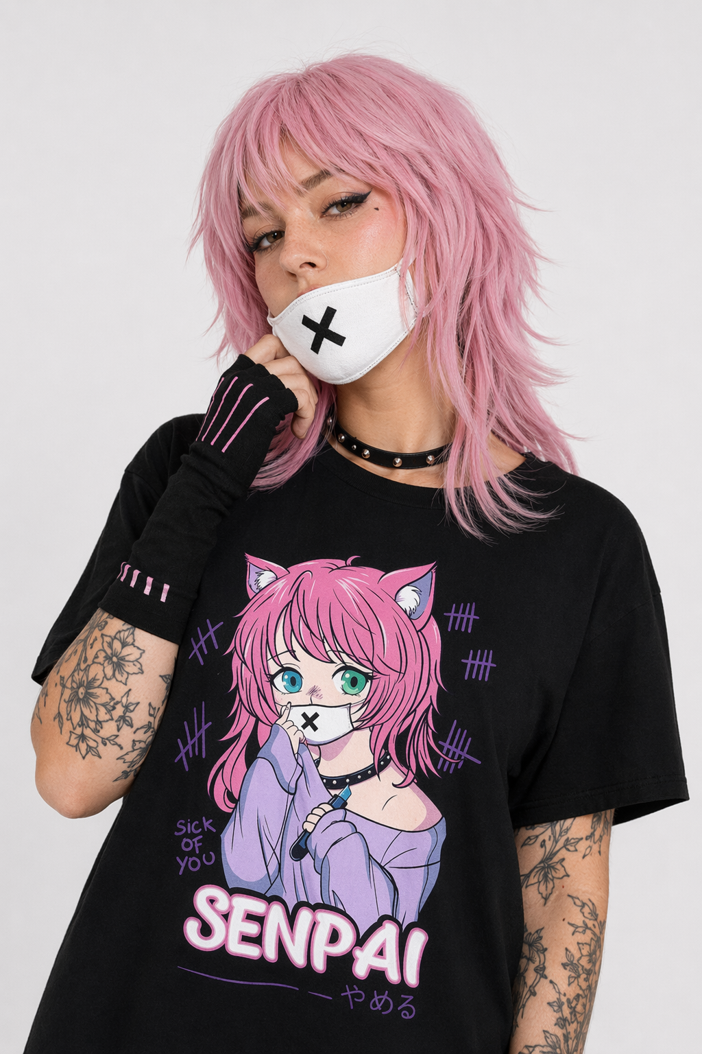 Pastel Goth Senpai T-Shirt for Otaku Fans XL