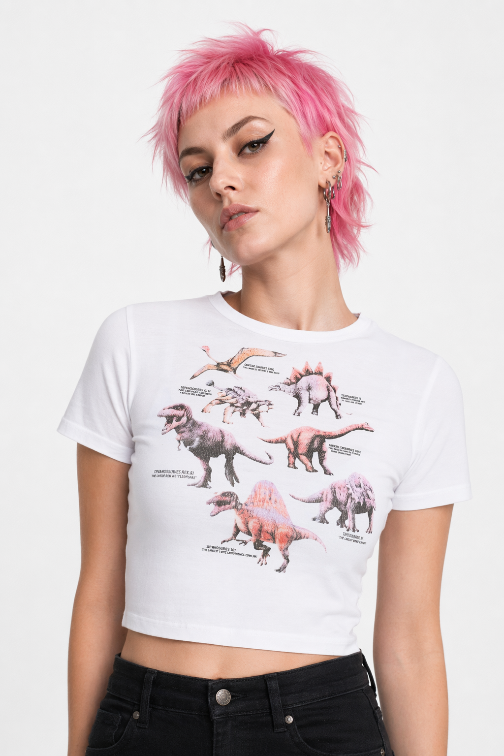 Cute Dino Diagram Infographic Crop Top for Kids Org Instock S