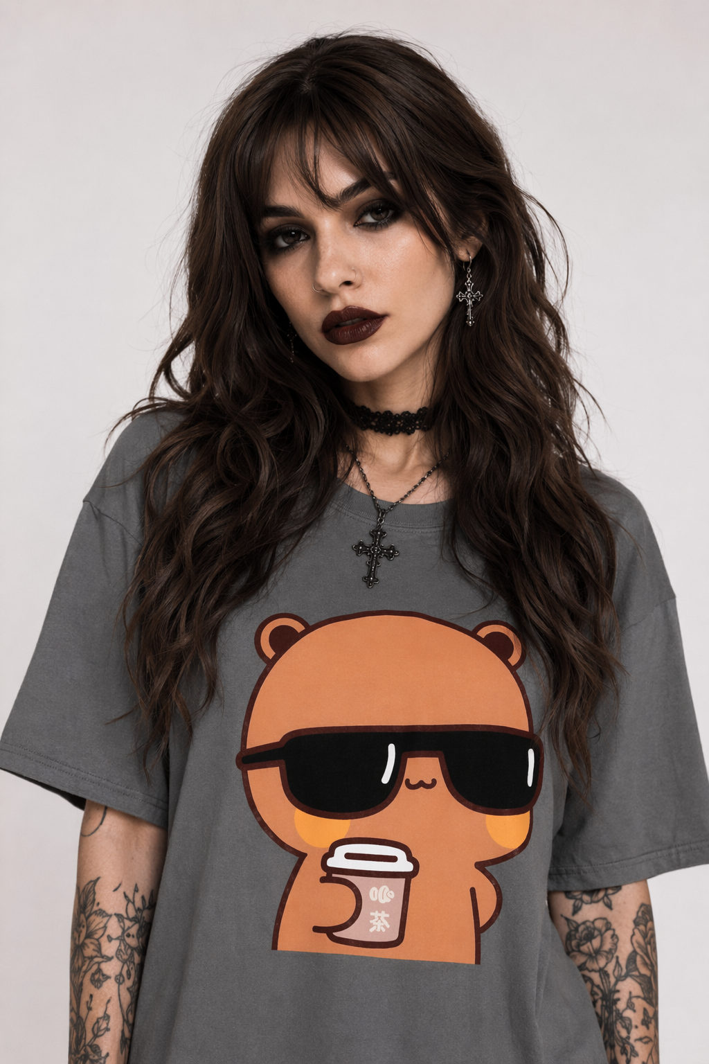 Cute Couple Dudu & Bubu Matching Shirts for Playful Couples 2400 Dark Gray