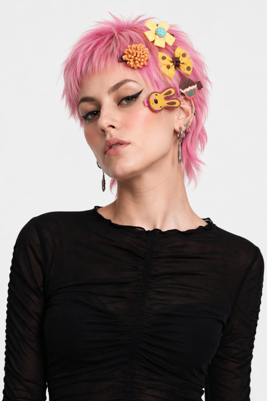 Adorable Felt and Bedazzle Hair Barrettes for Everyday Style Yellow Rabbit