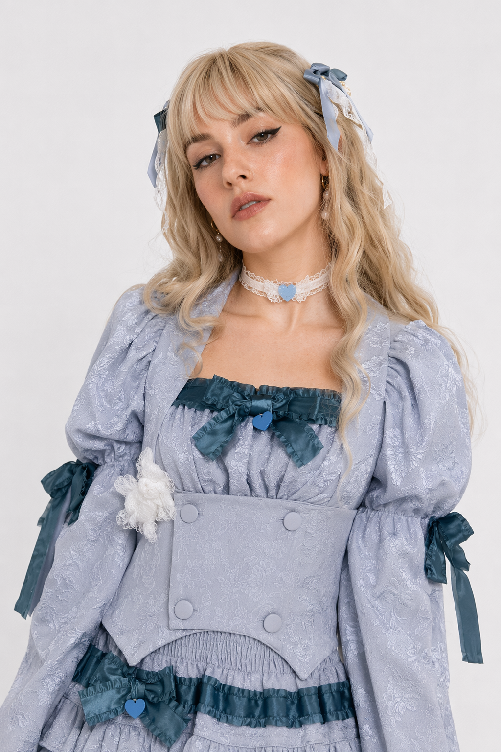 Enchanting Lace Cake Skirt in Classic Color Palette for a Dreamy Look Blue