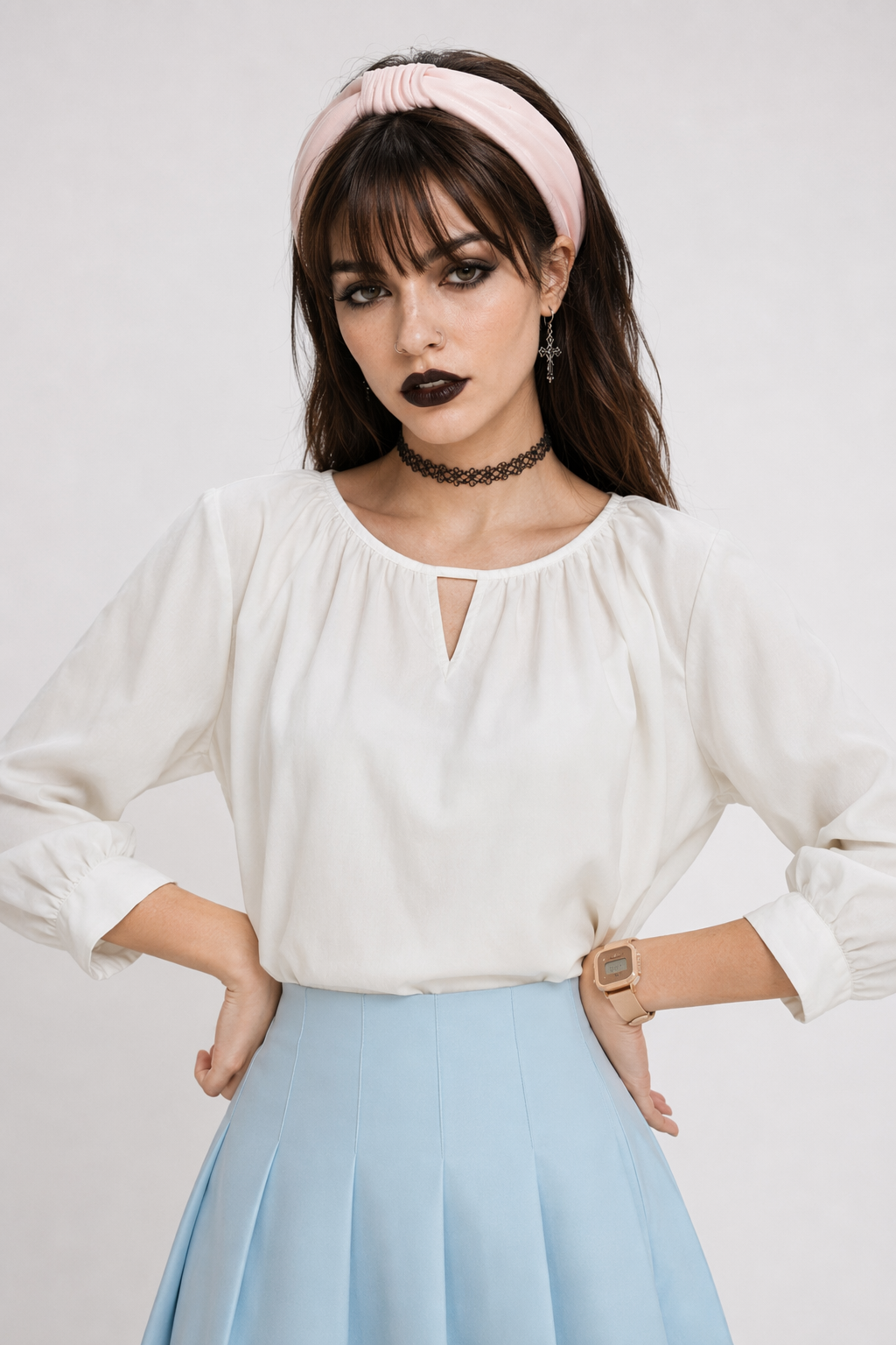 Pleated School Girl Skirt with Built-in Shorts for Chic Style Blue