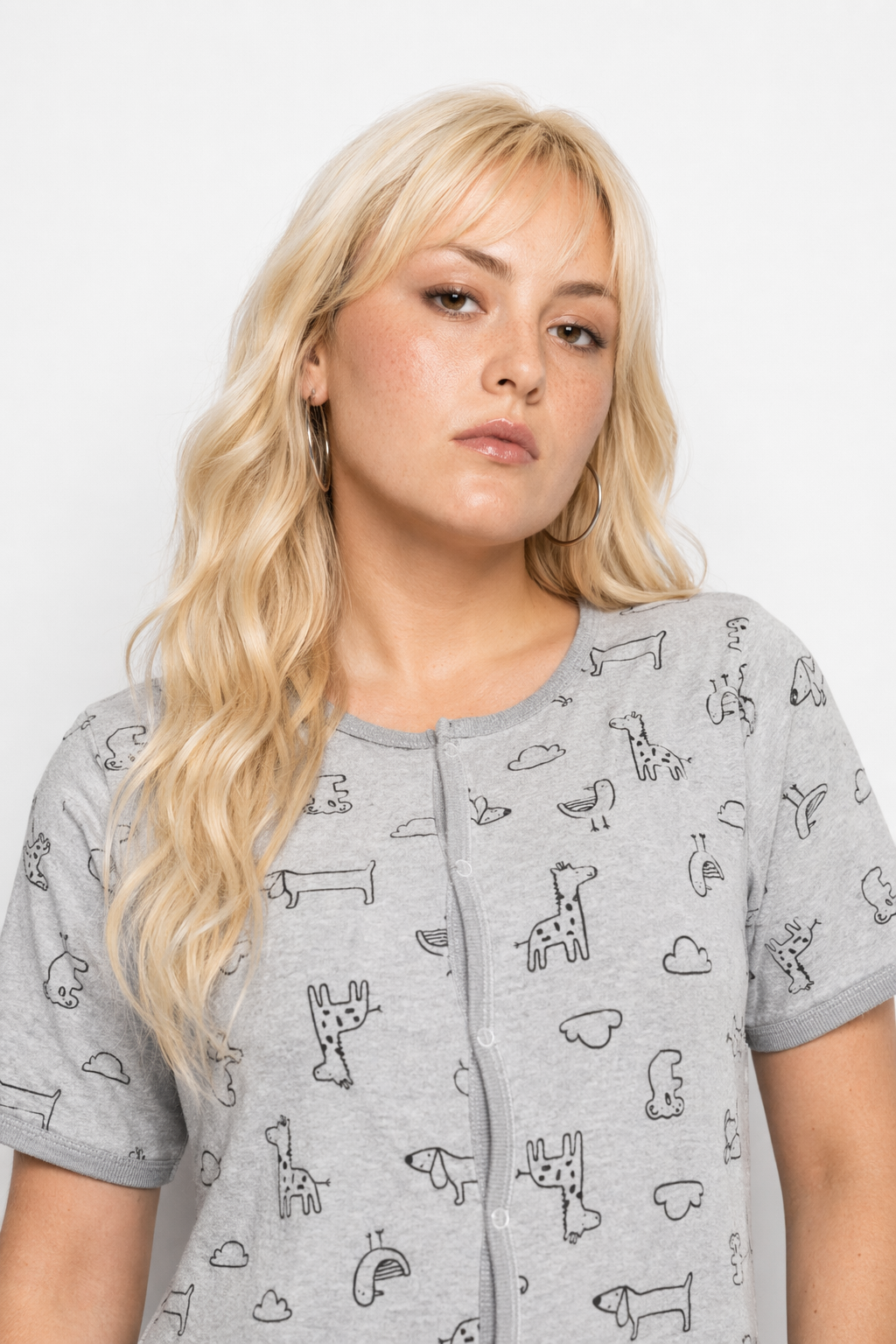 Adorable Animal Print Onesie in Soft Grey Now In Stock XXL