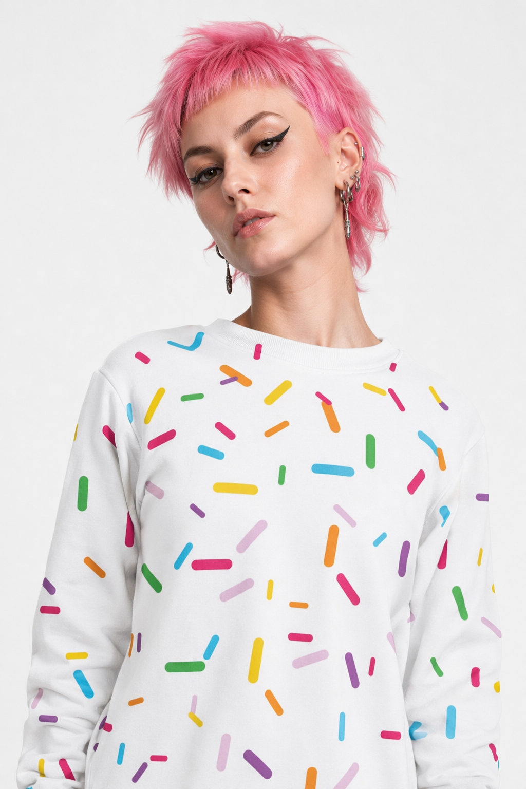 90s-Inspired Bold Crewneck Sweater for Unique Style Confetti