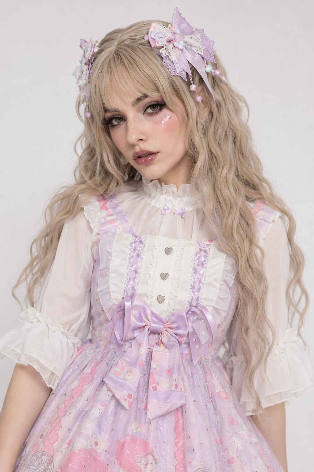 Sweet Heart-Shaped Family Tree Pastel Lolita Dress for Princesses Purple Dress