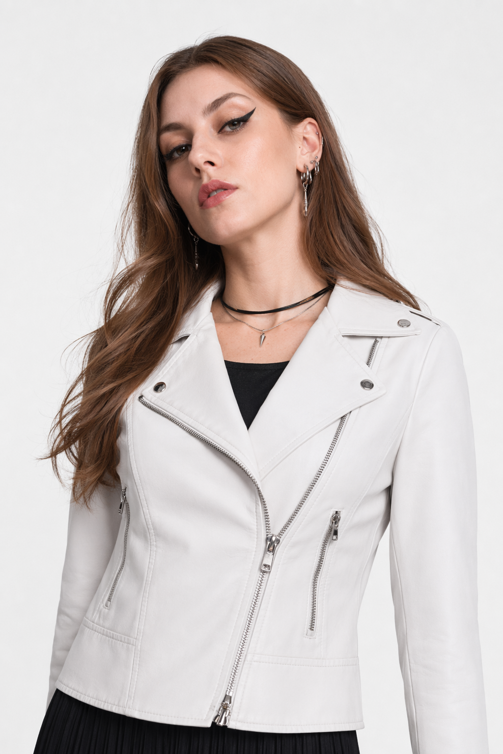 Vegan Leather Moto Jacket for Cosparty in Multiple Colors White