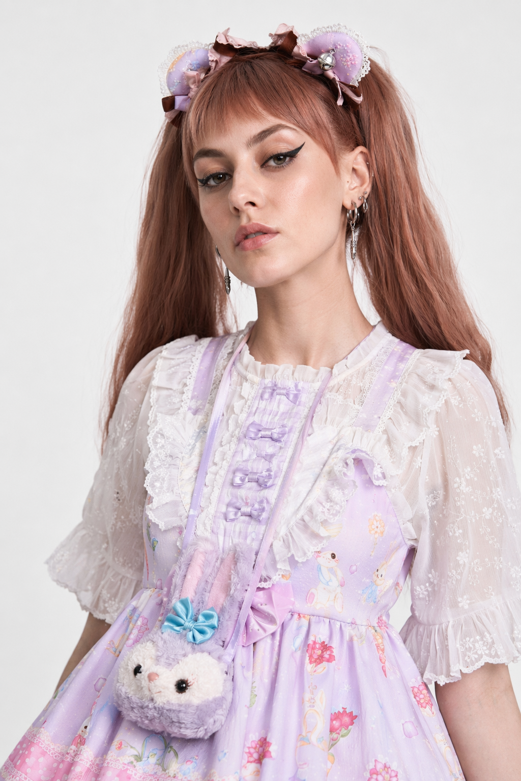 Red Bunny Parade Traditional JSK Lolita Dress for Girly Girls Purple