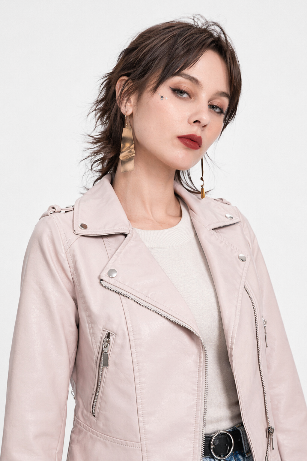Vegan Leather Moto Jacket for Cosparty in Multiple Colors Pink