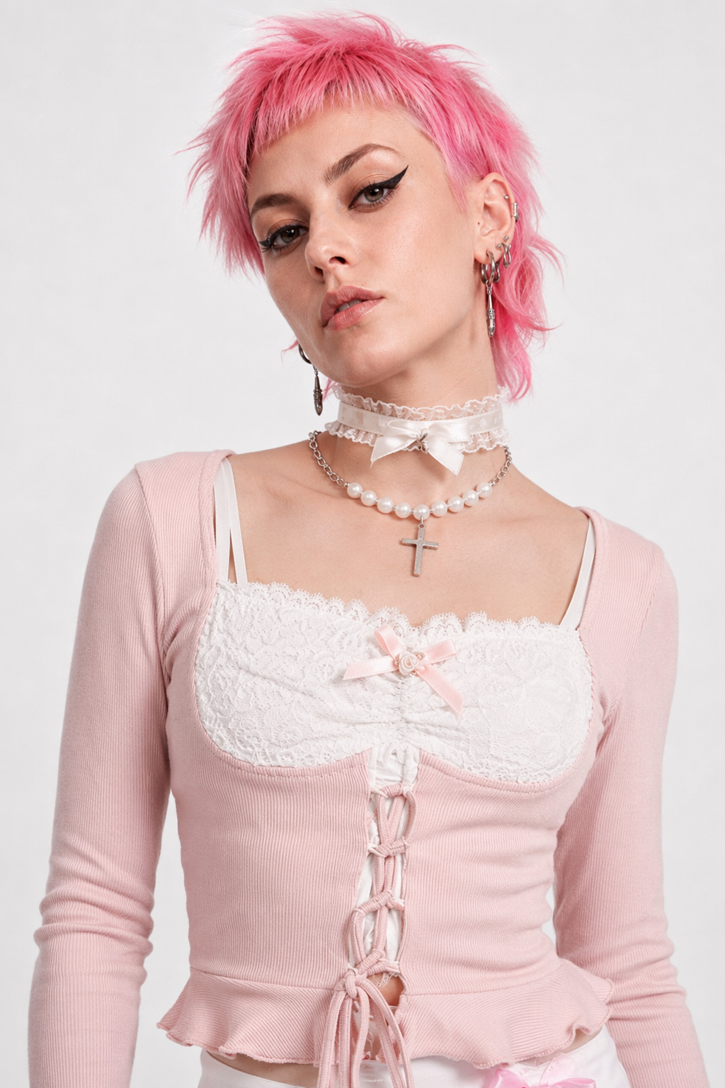 Lace Knit Princess Sweater for Cozy Angelcore and Fairycore Styles M