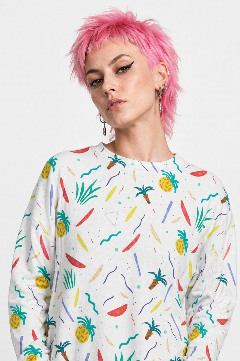 90s-Inspired Bold Crewneck Sweater for Unique Style Pineapple