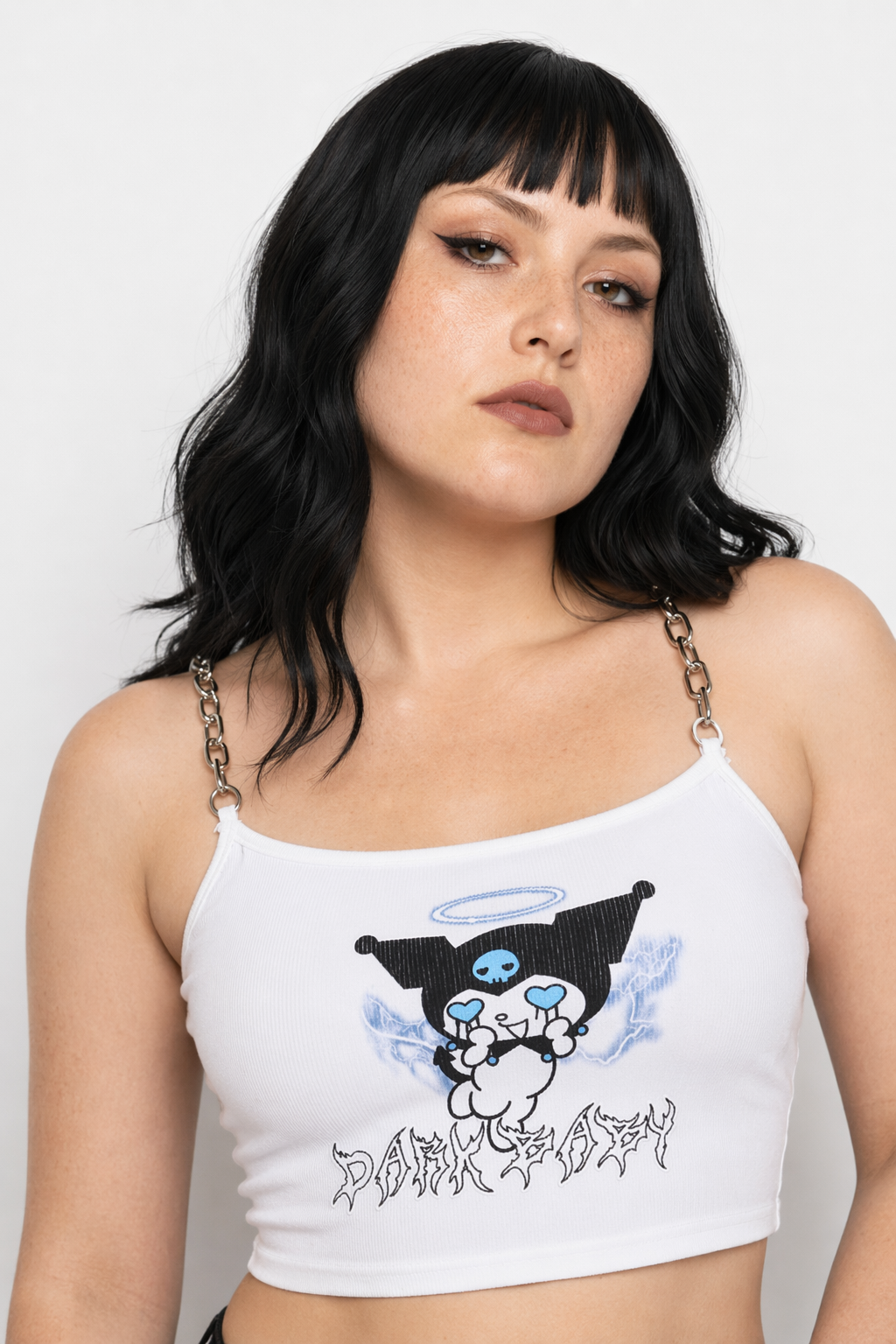 Baby Kuromi Crop Top with Chain Straps for Edgy Little Ones S