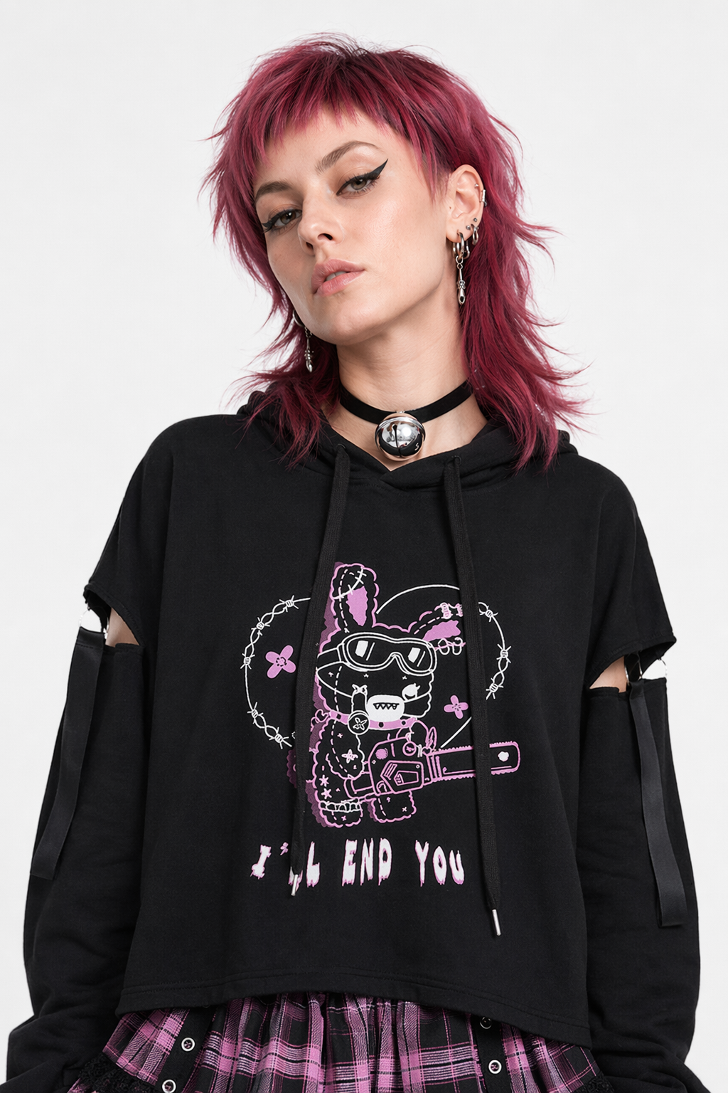 Pastel Goth I'll End You Chainsaw Bunny Hoodie for Year-Round Wear XL