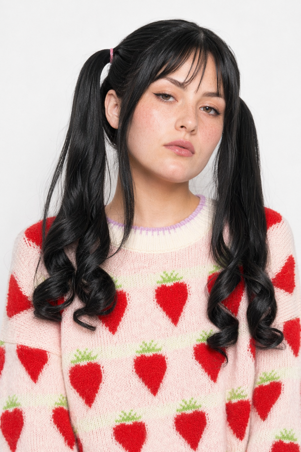 Fuzzy Peach and Strawberry Long Sleeve Sweatshirt for Kawaii Style Strawberry