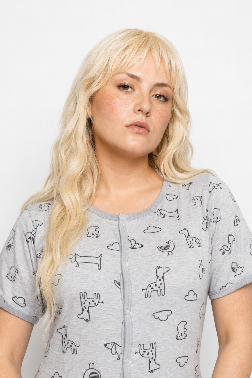 Adorable Animal Print Onesie in Soft Grey Now In Stock S