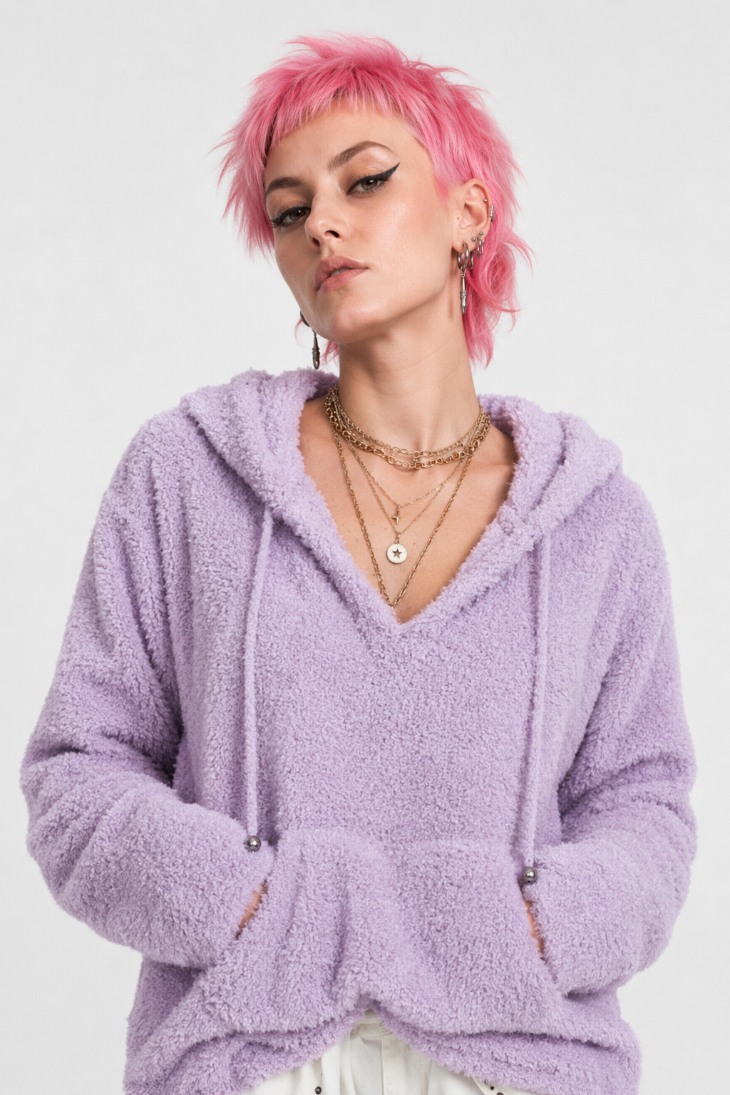 Ultra-Soft Furry Hoodie for Cozy Comfort purple