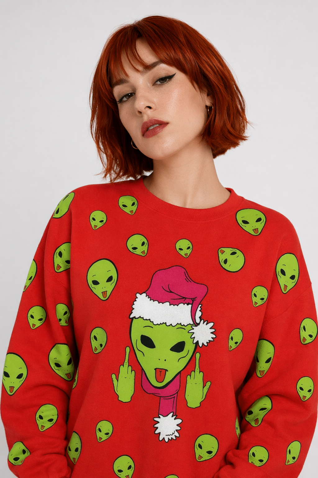 Cozy Christmas Crewneck Sweaters for Holiday Cheer Alien