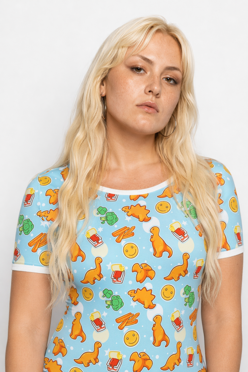 Adorable Blue Dinosaur Chicken Nugget Adult Onesie for Kawaii Vibes L