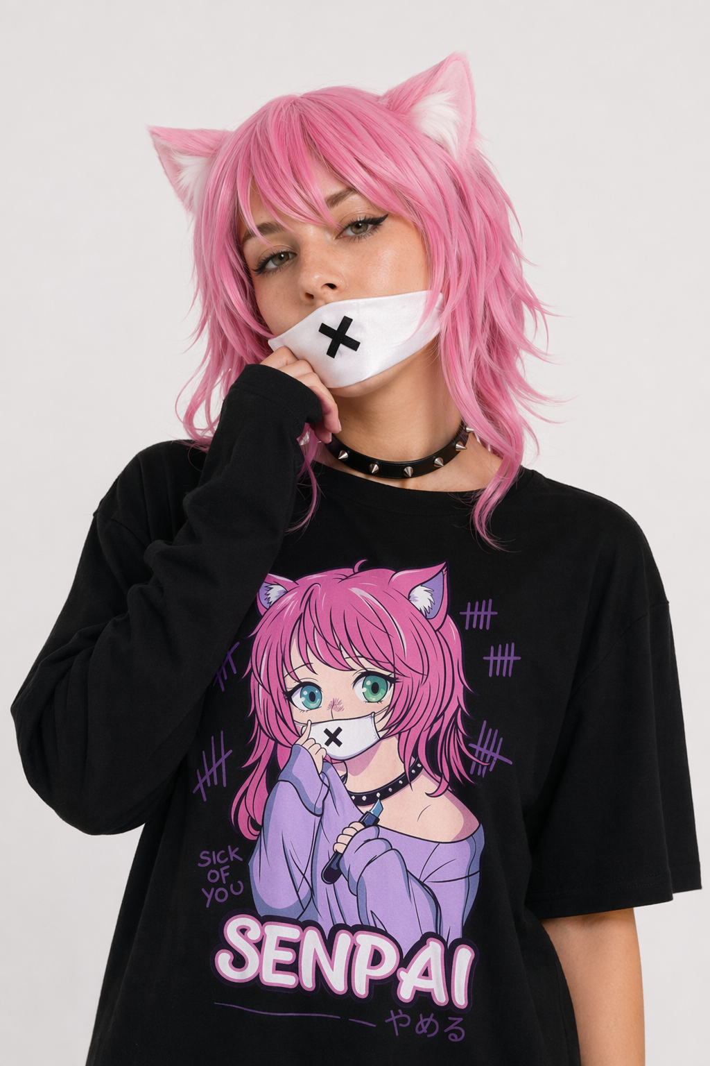 Pastel Goth Senpai T-Shirt for Otaku Fans L