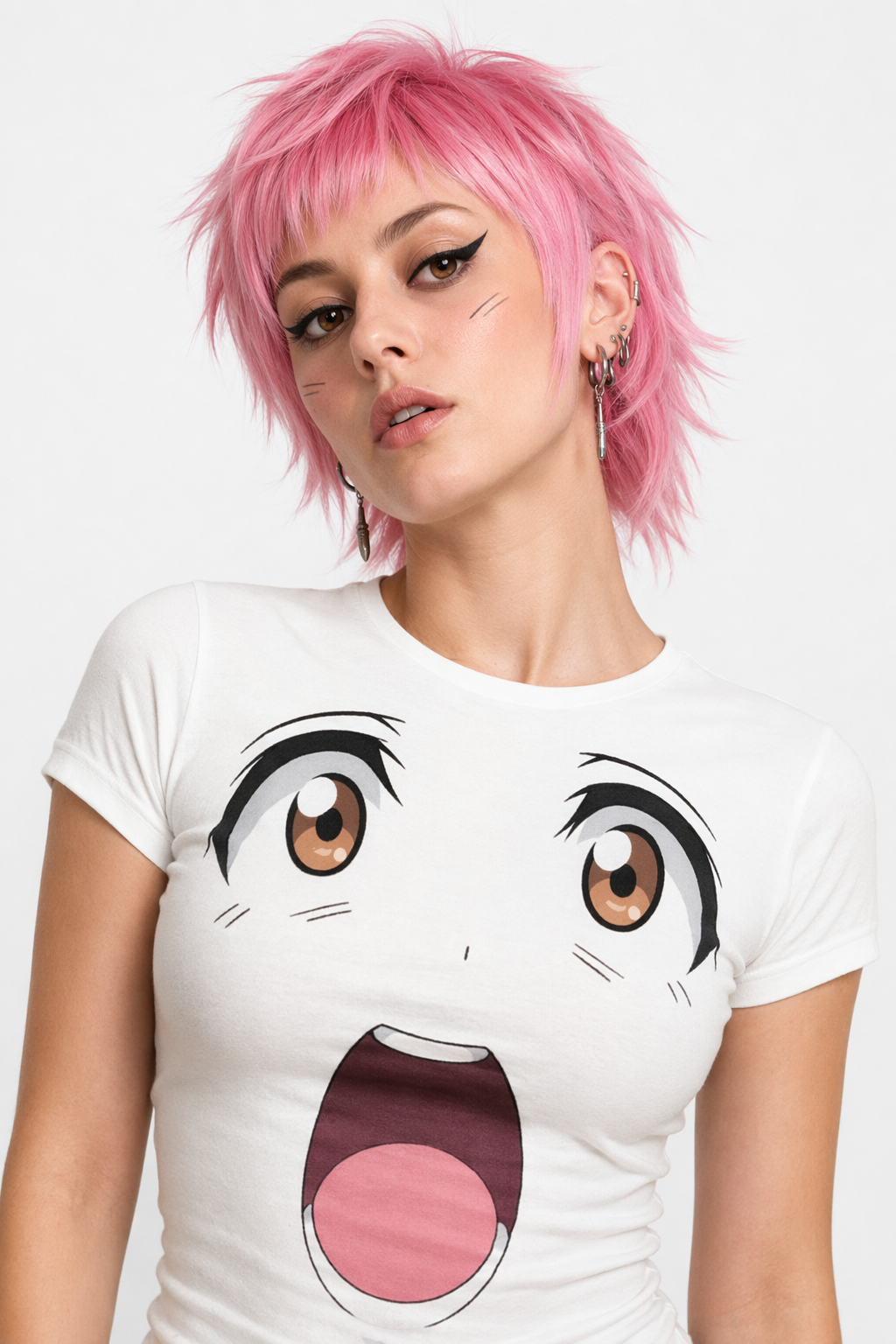 Kawaii Anime Face T-Shirts for a Comfy Classic Look Surprised Face