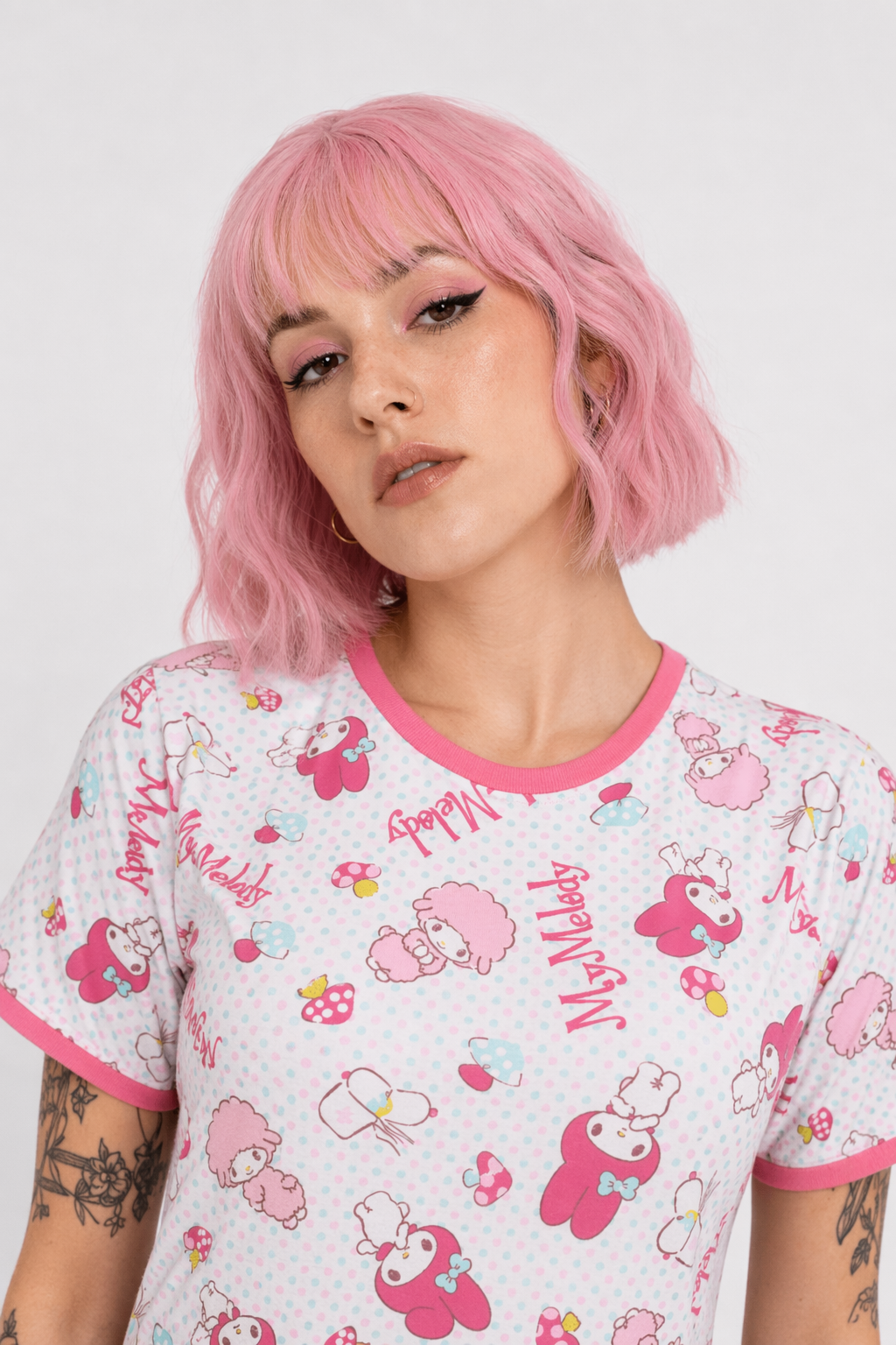 Pink My Melody Bunny Adult Onesie with Snap Crotch for Cozy Lounging M