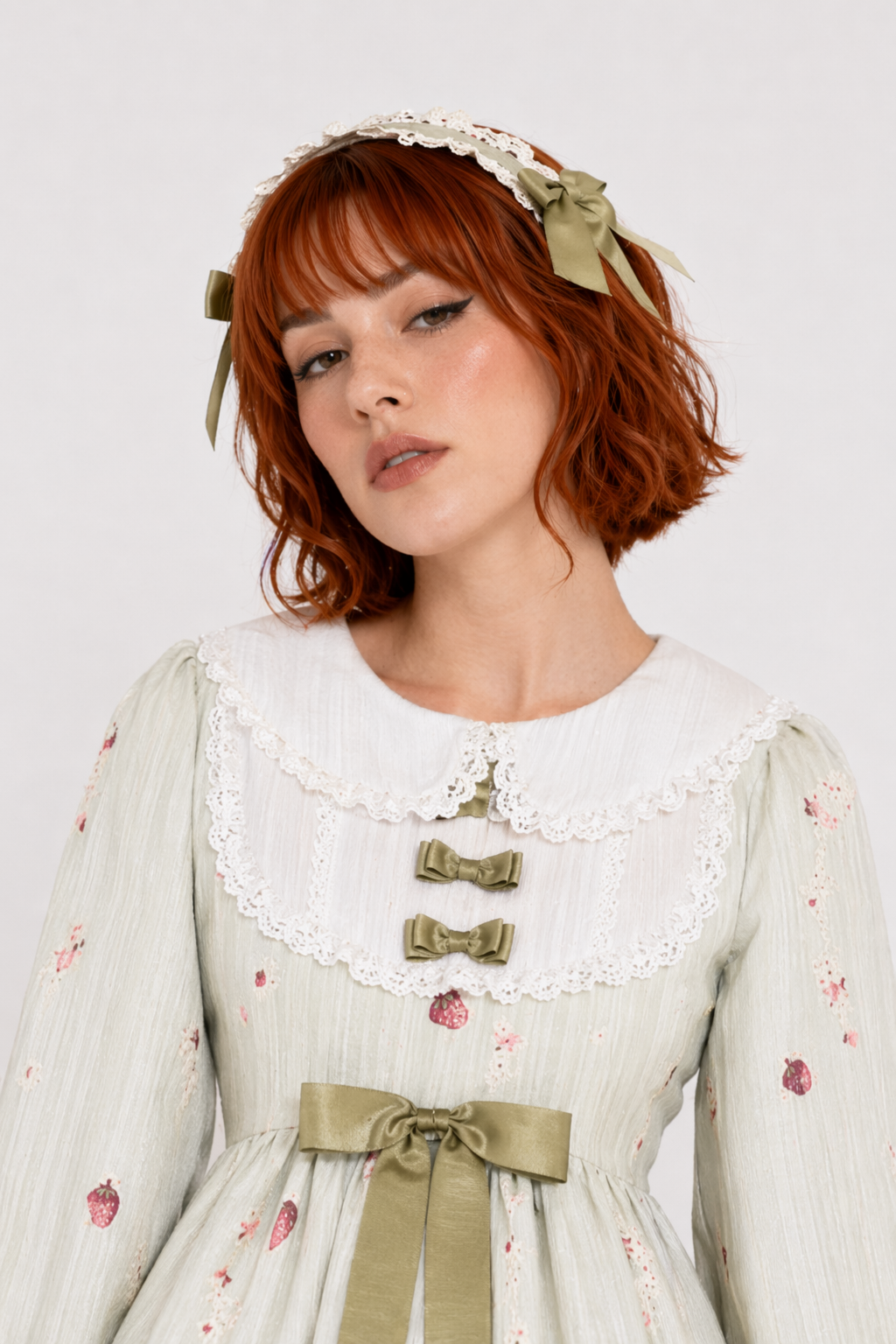 Gorgeous Lolita Dress with Squirrel Cameo in Various Colors and Sleeves green long sleeve