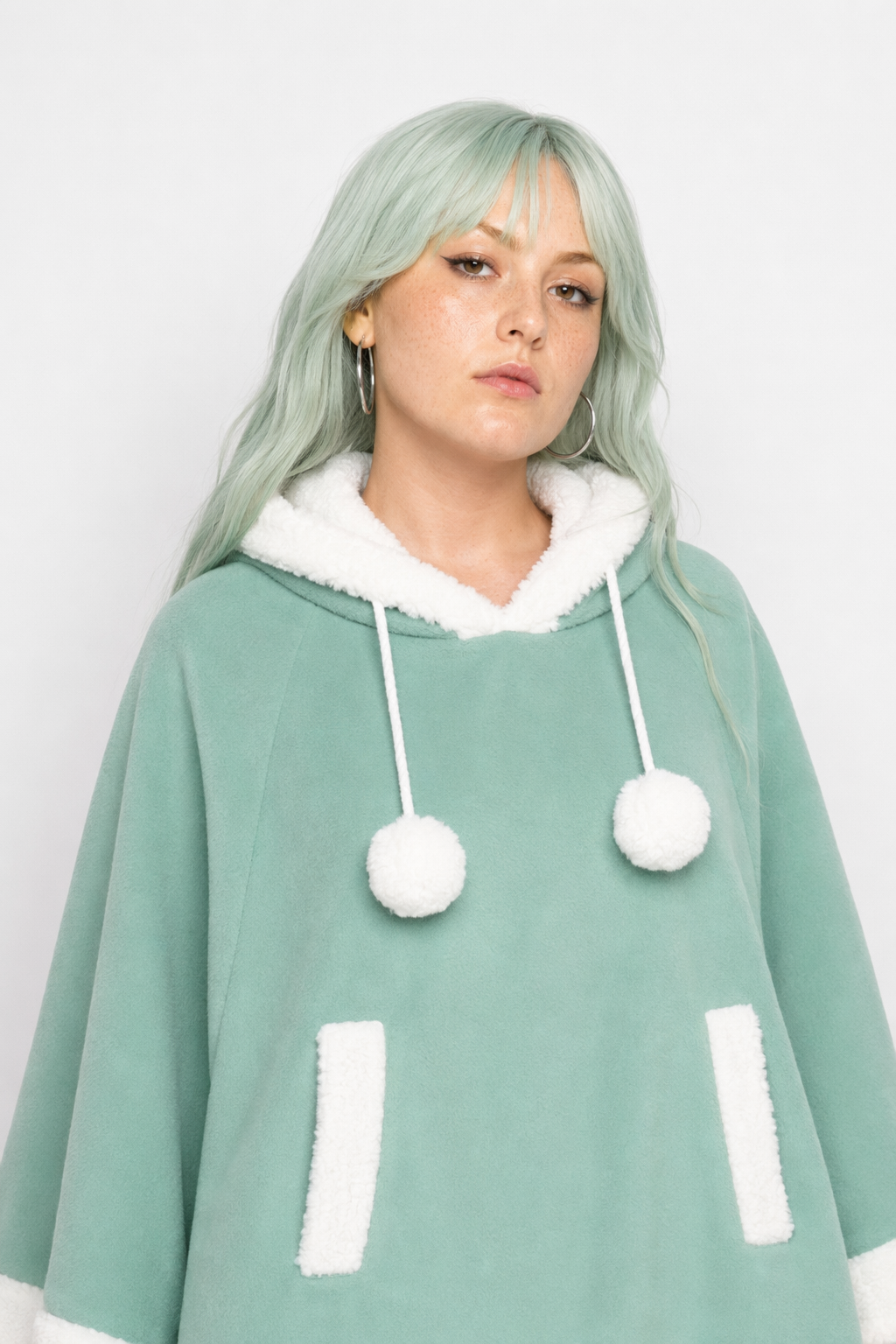Cozy Kawaii Poncho in Assorted Colors for Daily Snuggles Green