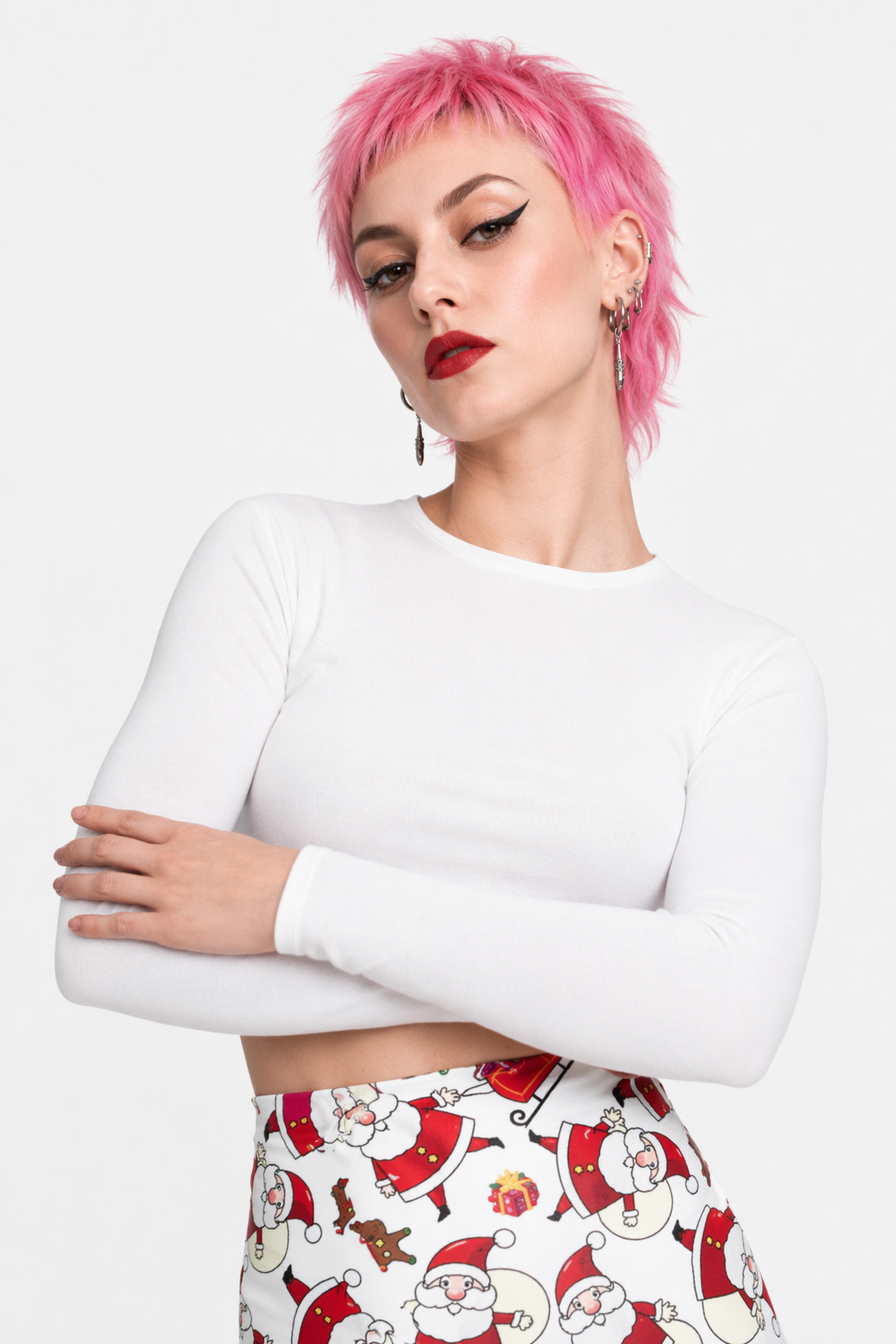 Vibrant Santa Claus Leggings for a Festive Holiday Look M
