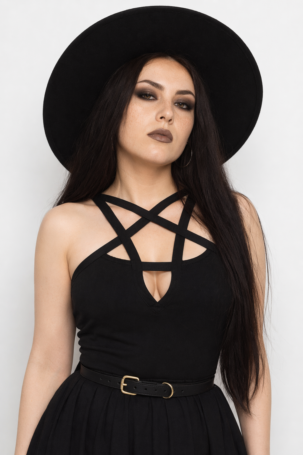 Chic Pentagram Harness Dress for a Gothic Summer Look XL