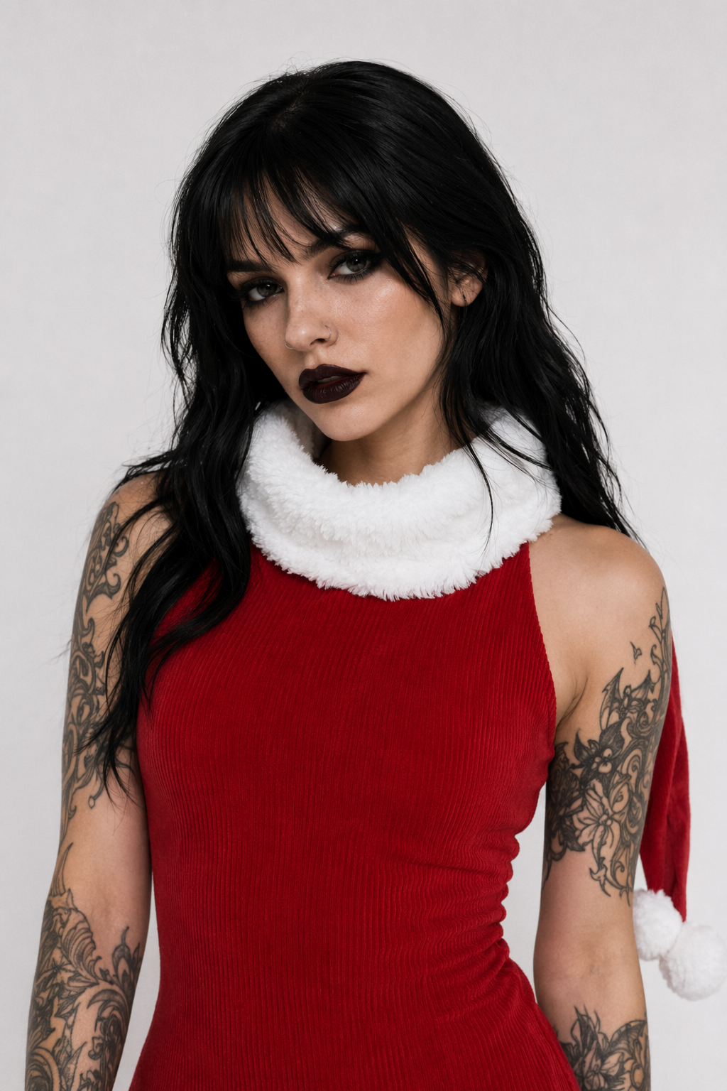 White and Red Virgin Killer Inspired Sweater Dress for the Holidays Default Title