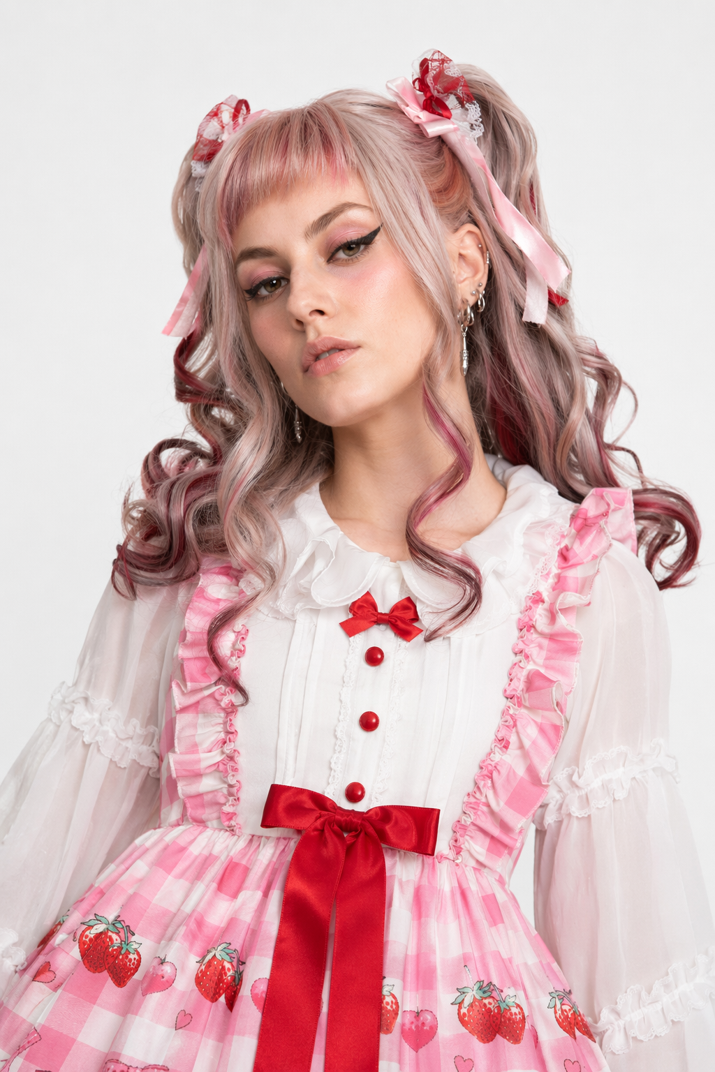 Red Bunny Rabbit Plaid Lolita Dress for Kawaii Princesses Default Title