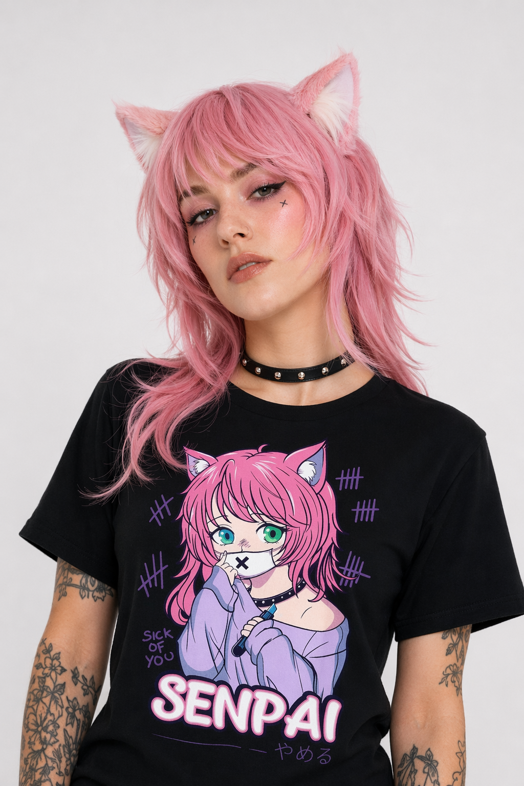 Pastel Goth Senpai T-Shirt for Otaku Fans M