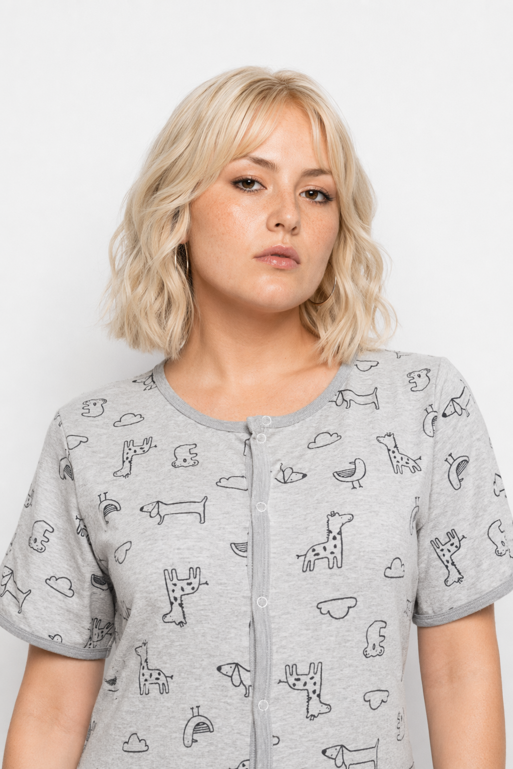 Adorable Animal Print Onesie in Soft Grey Now In Stock M