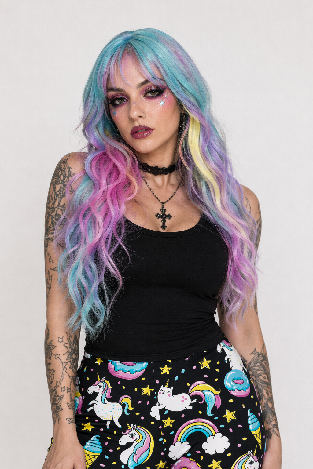 Unicorn Themed Plus Size Leggings in Vibrant Colors XL
