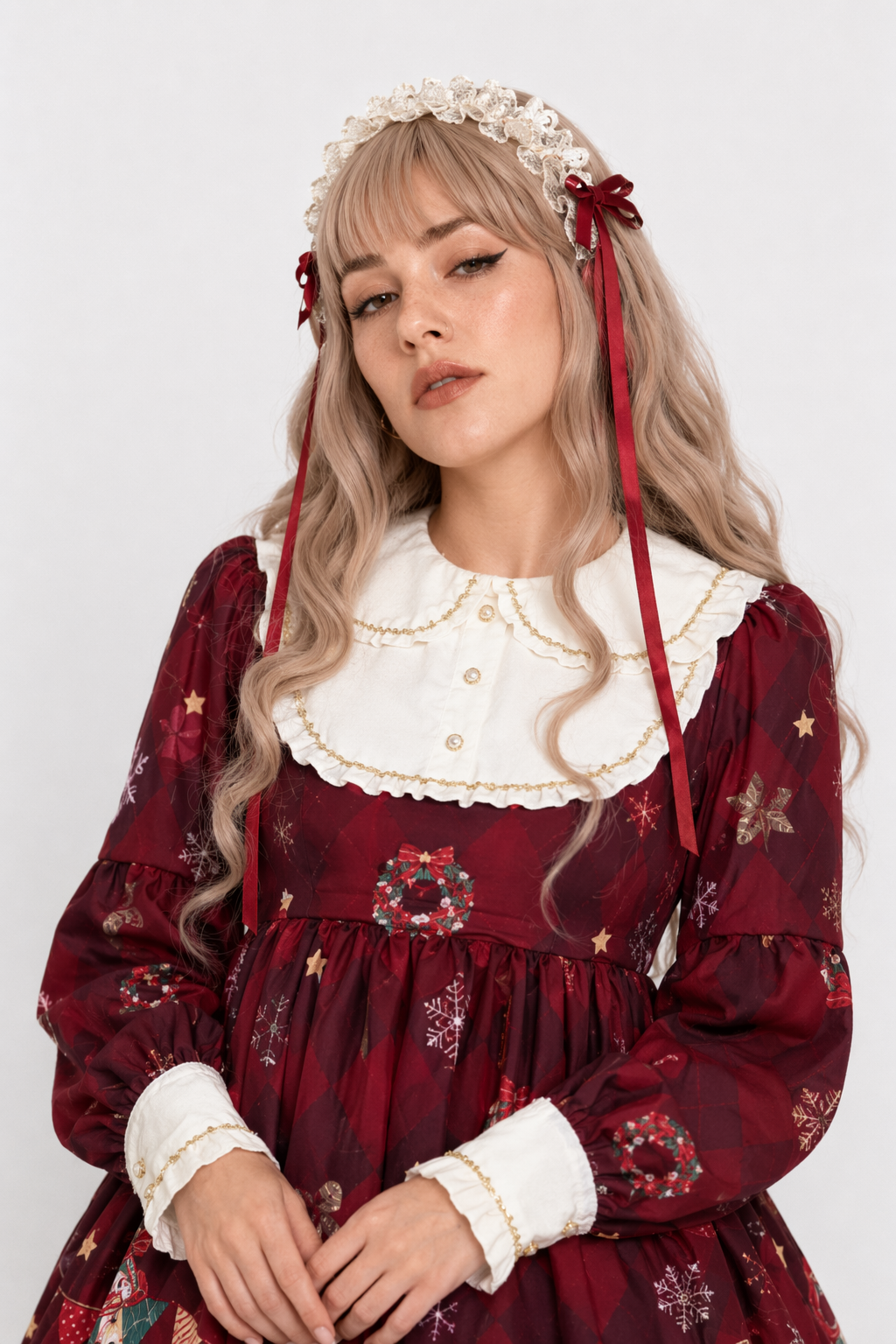 Luxurious Holiday Lolita Dress in Red or Green Org Instock New Condition Red Dress
